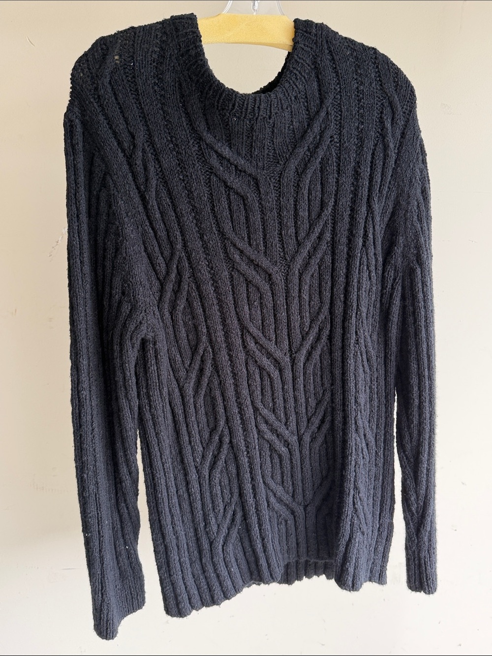 Banana Republic Black Cable-Knit Crewneck Sweater